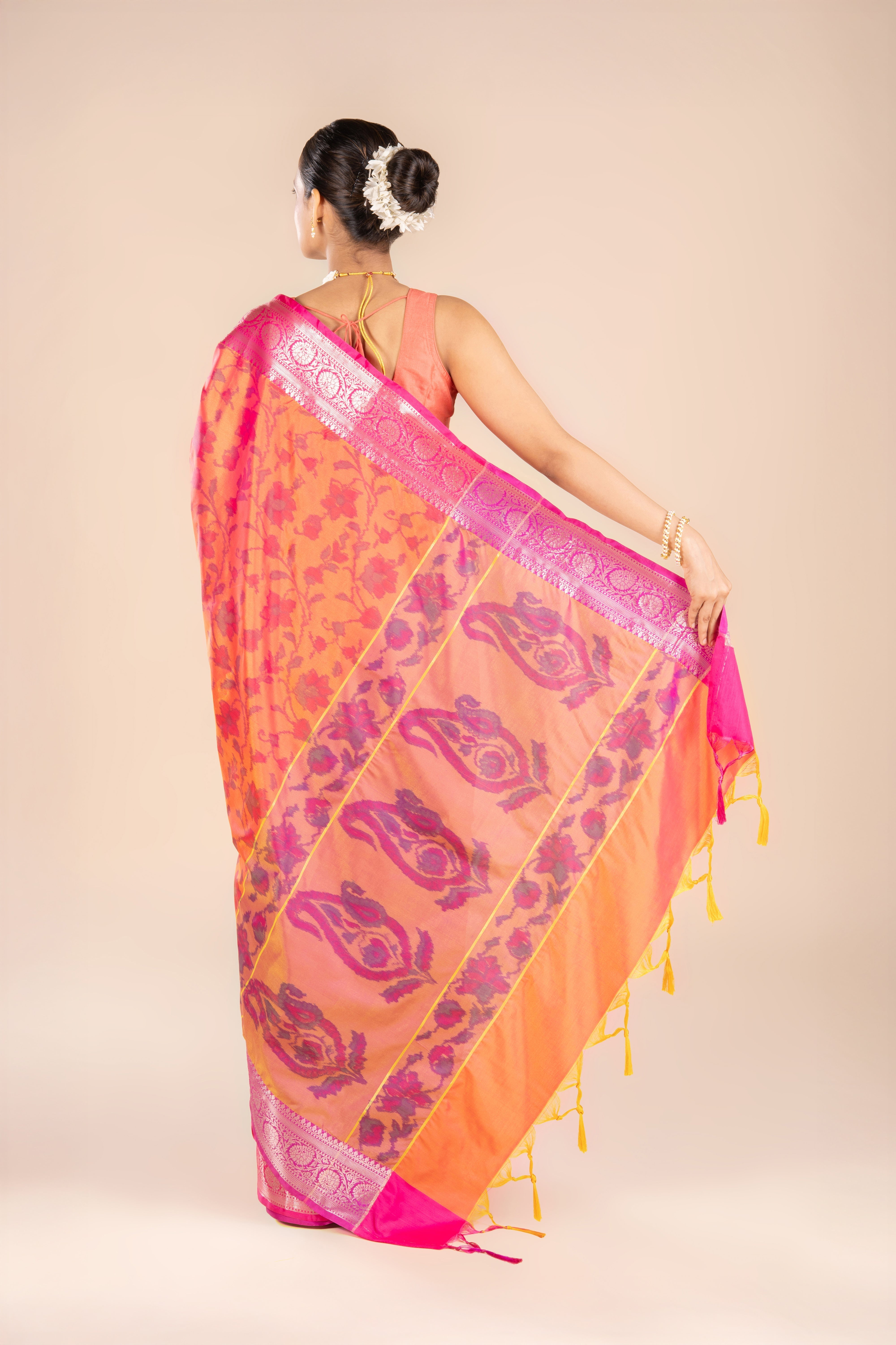 Orange Katan Silk Patola Saree