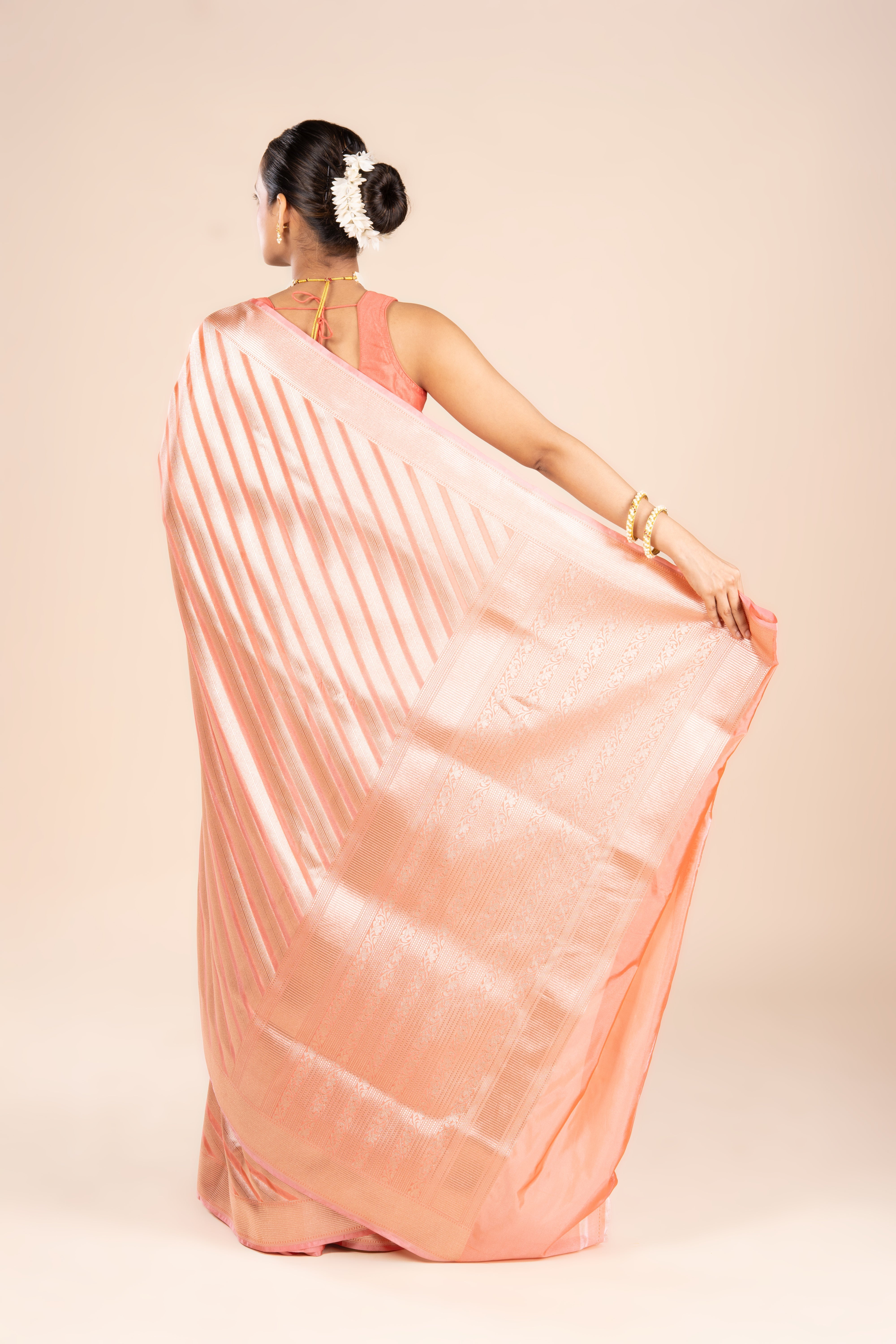 Orange Katan Silk Saree