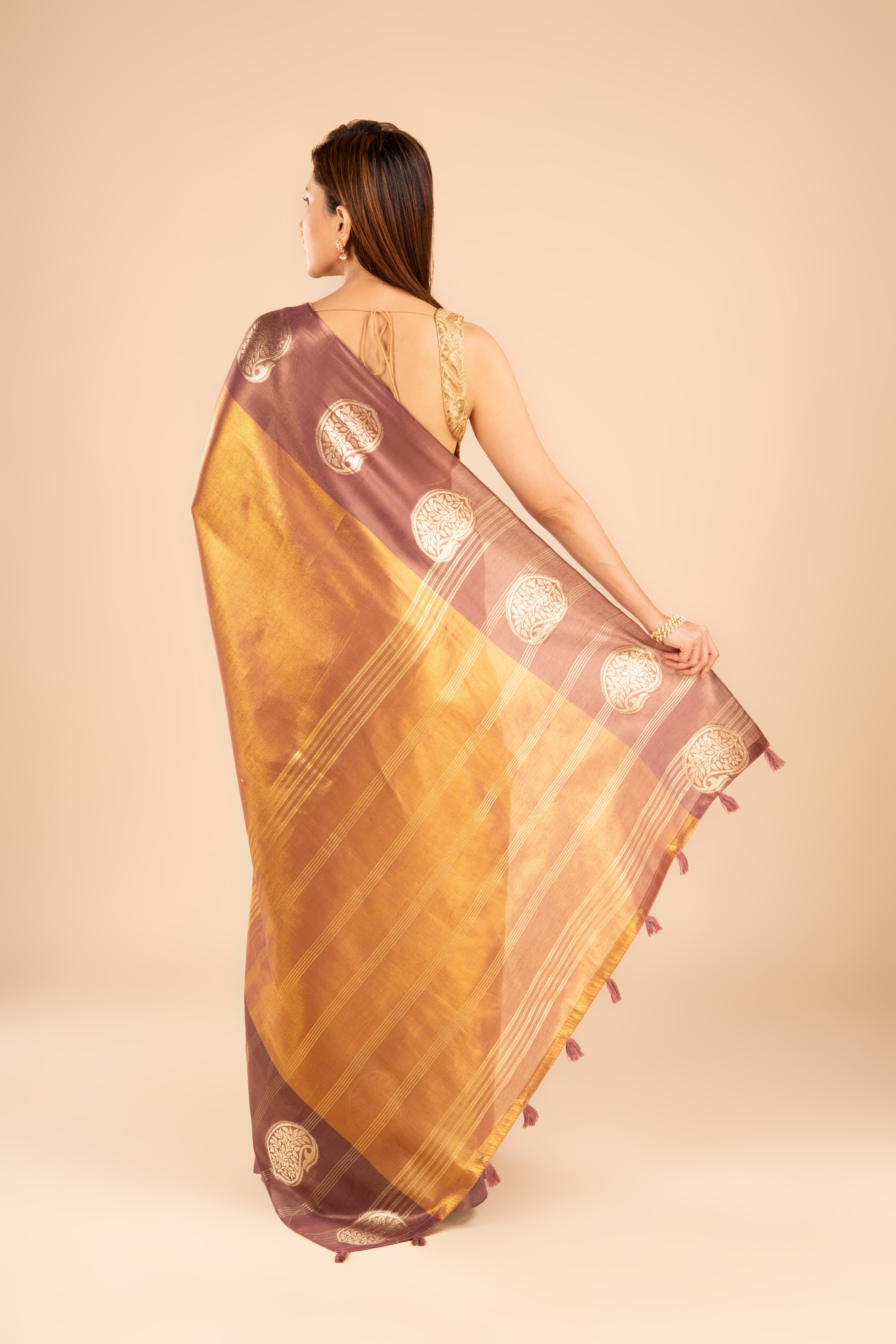 Rust Tissue Silk Saree