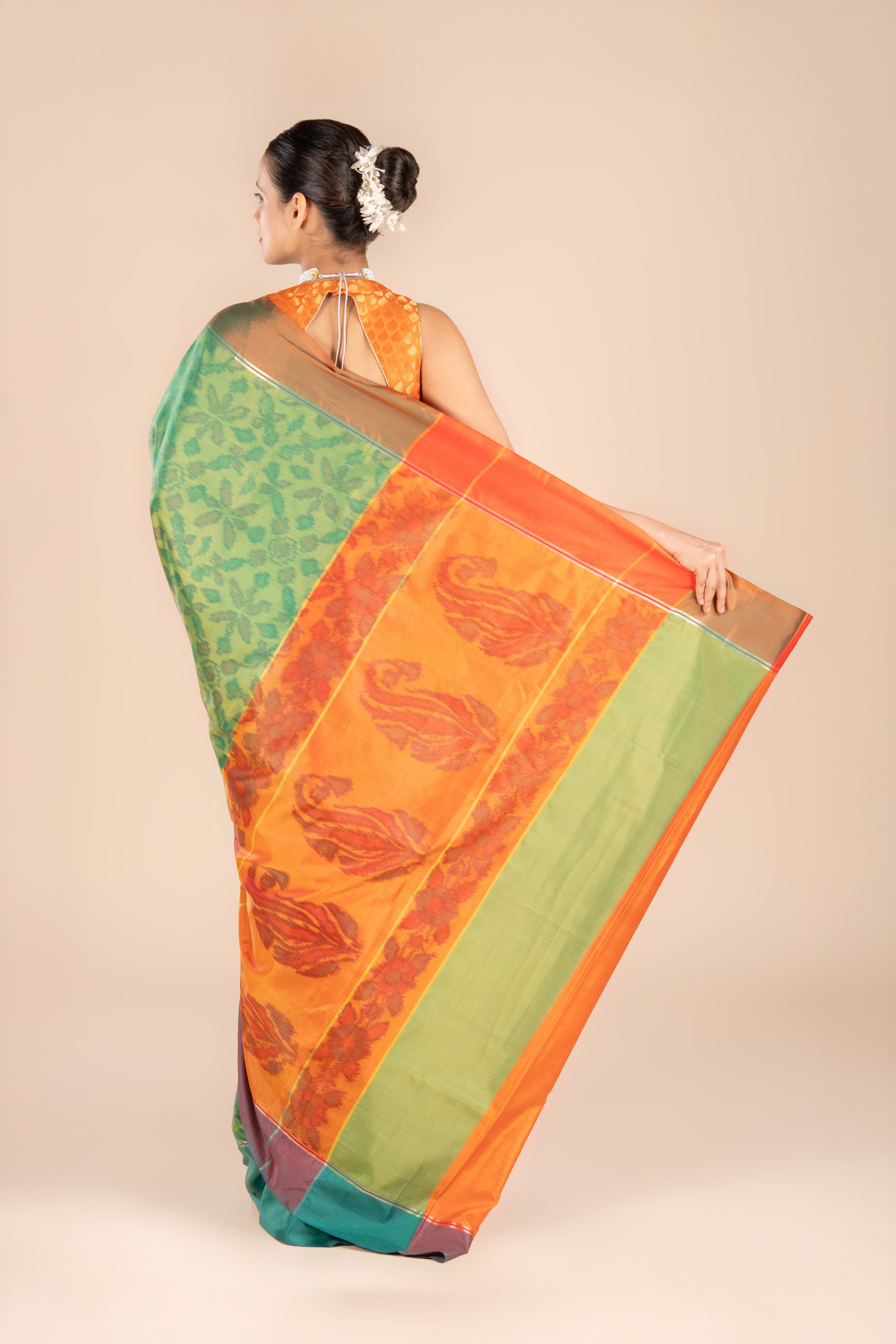 Green Katan Silk Patola Saree