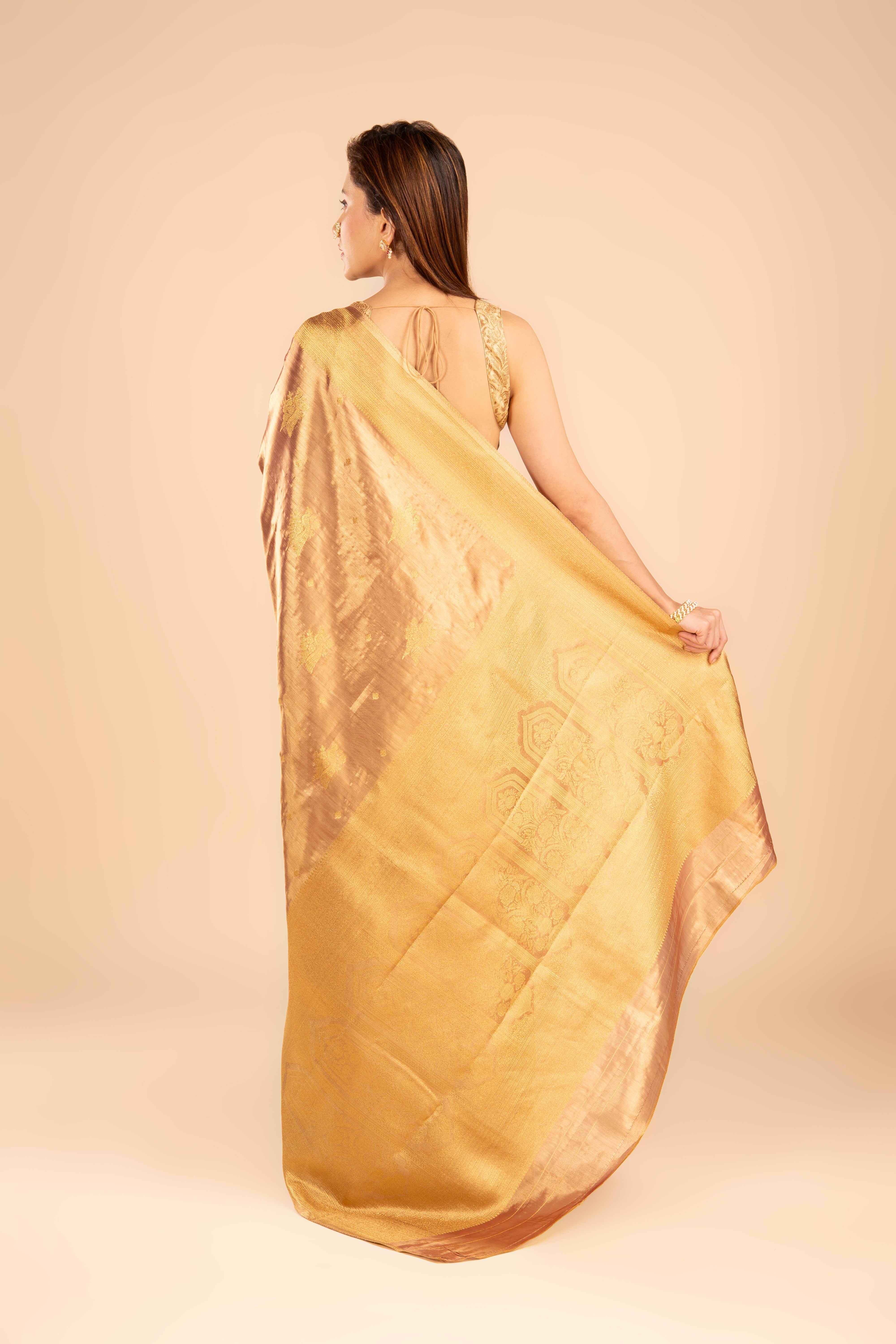 Brown Tissue Silk Saree