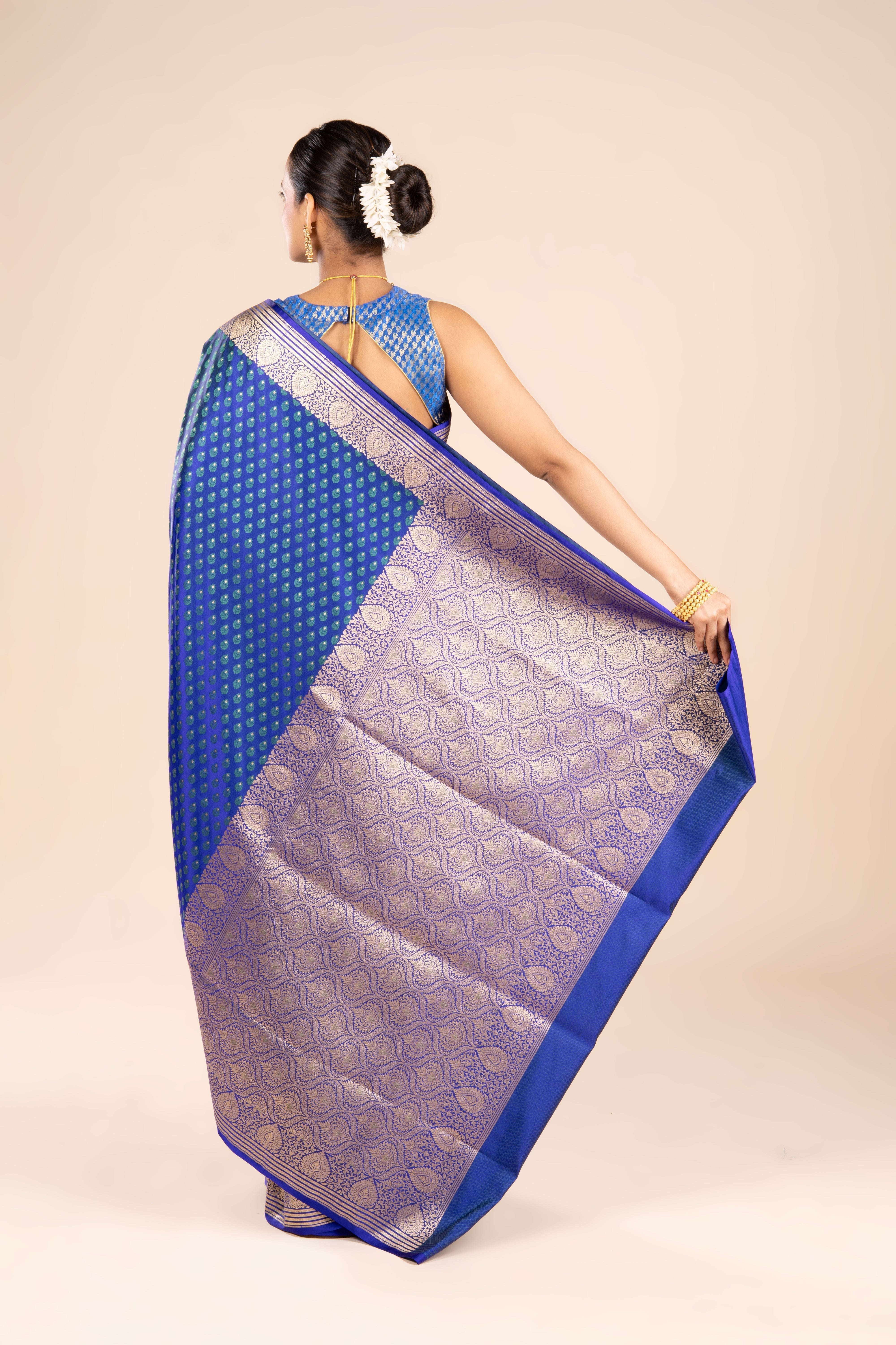 Royal Blue Soft Silk Banarasi Saree