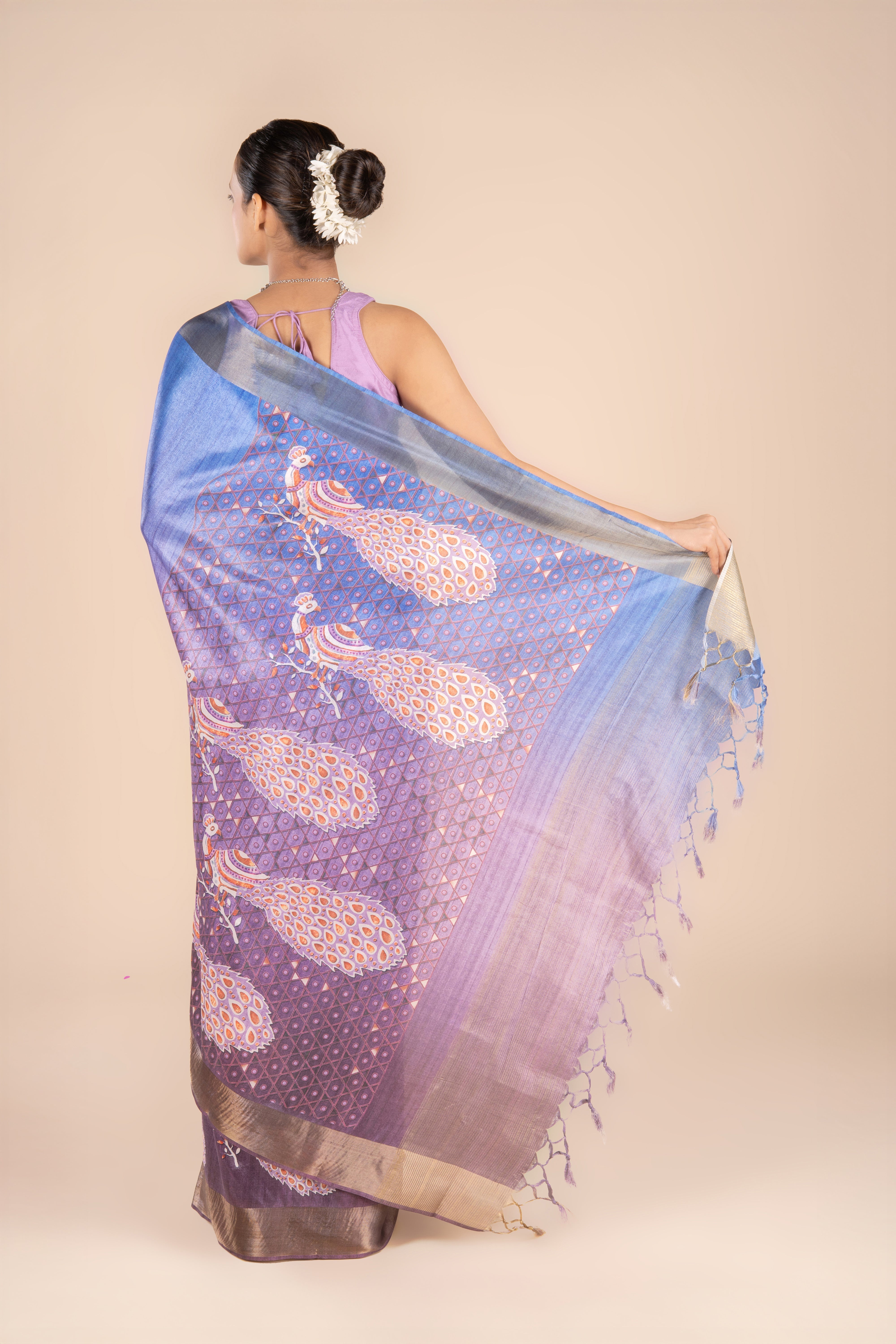 Ombré Purple Dupion Silk Saree