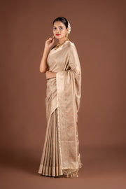 Cream Dola Silk Pashmina Saree