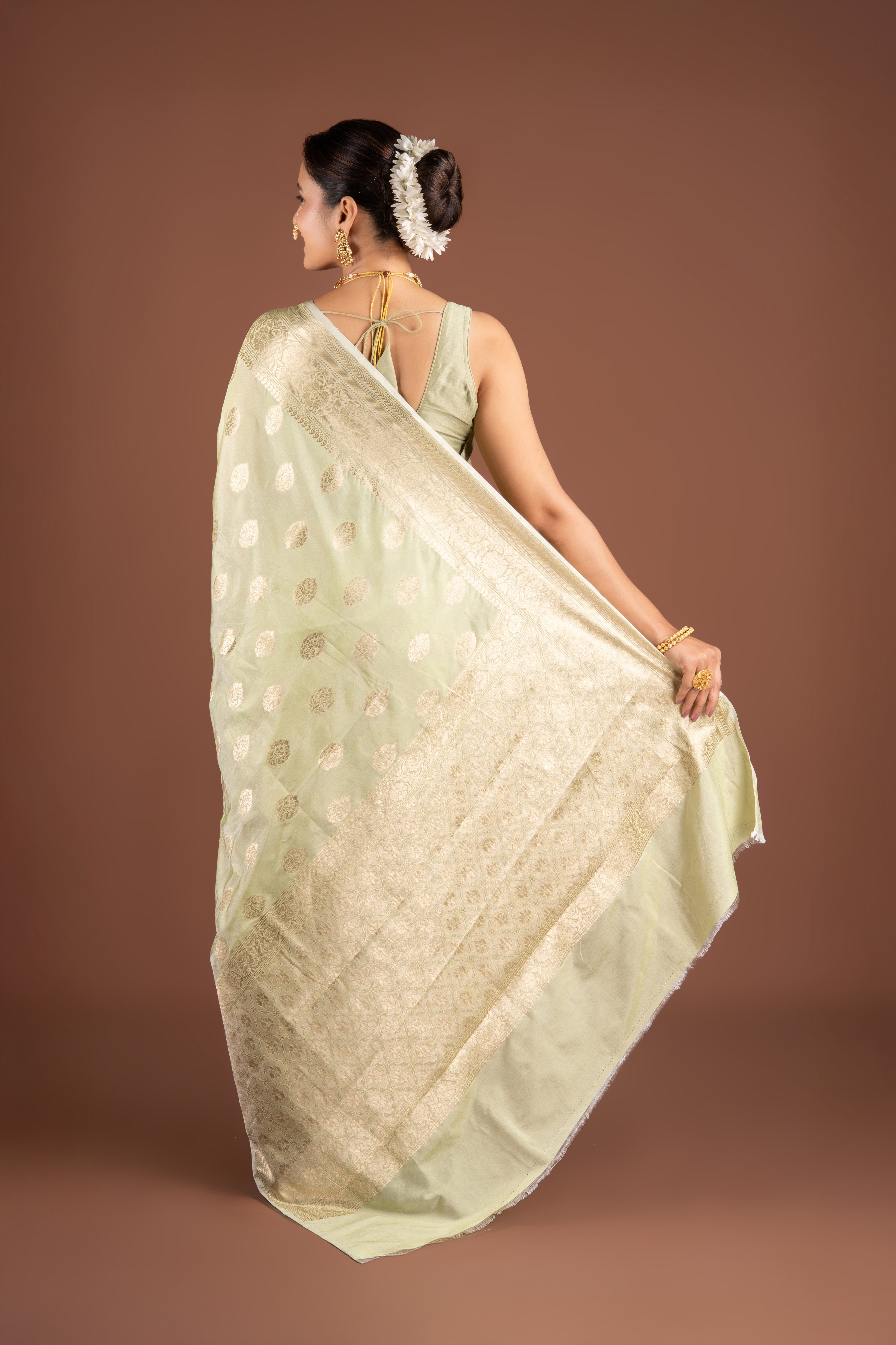 Pastel Green Katan Silk Banarasi Saree