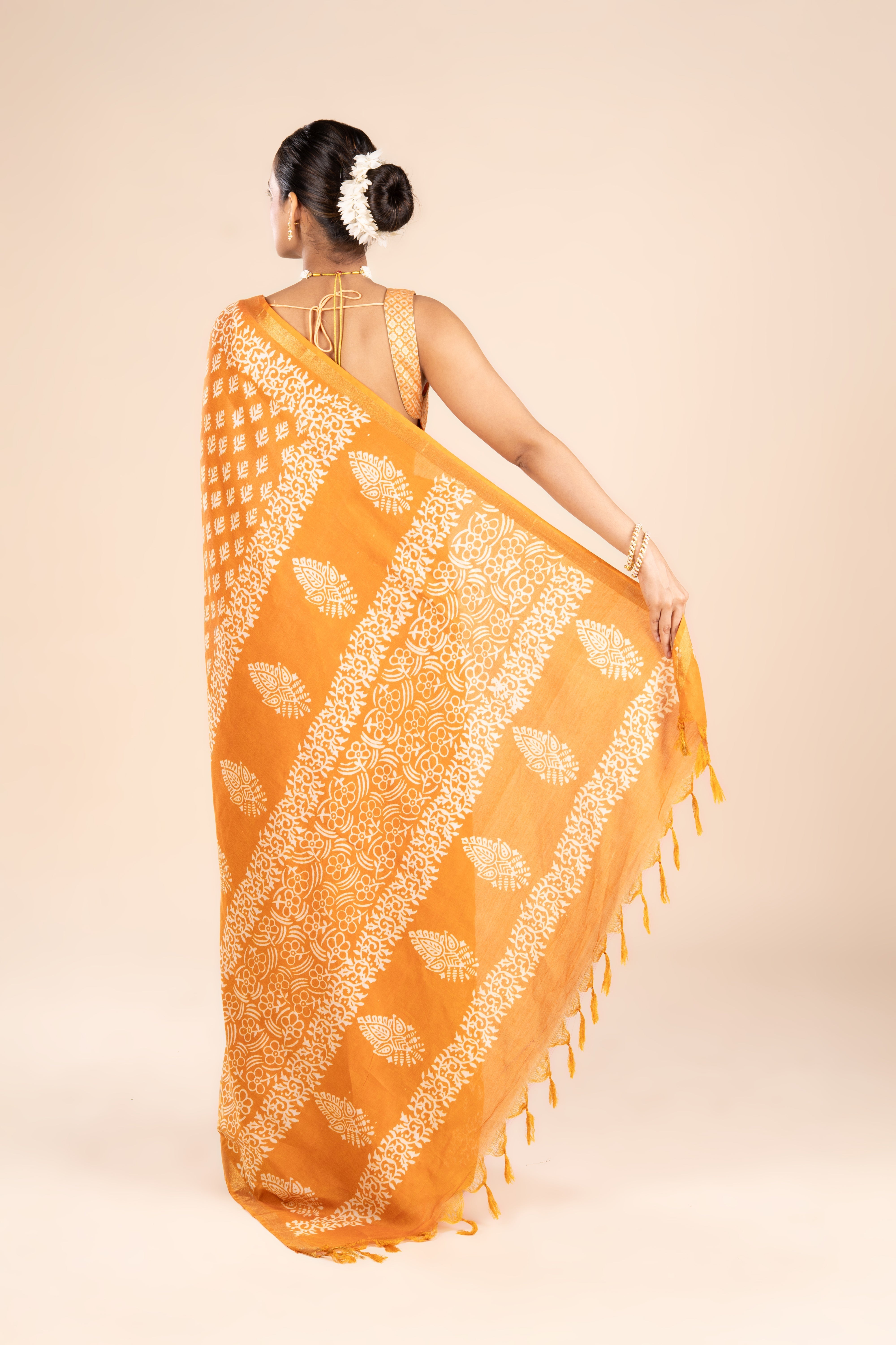 Yellow Dupion Silk Saree