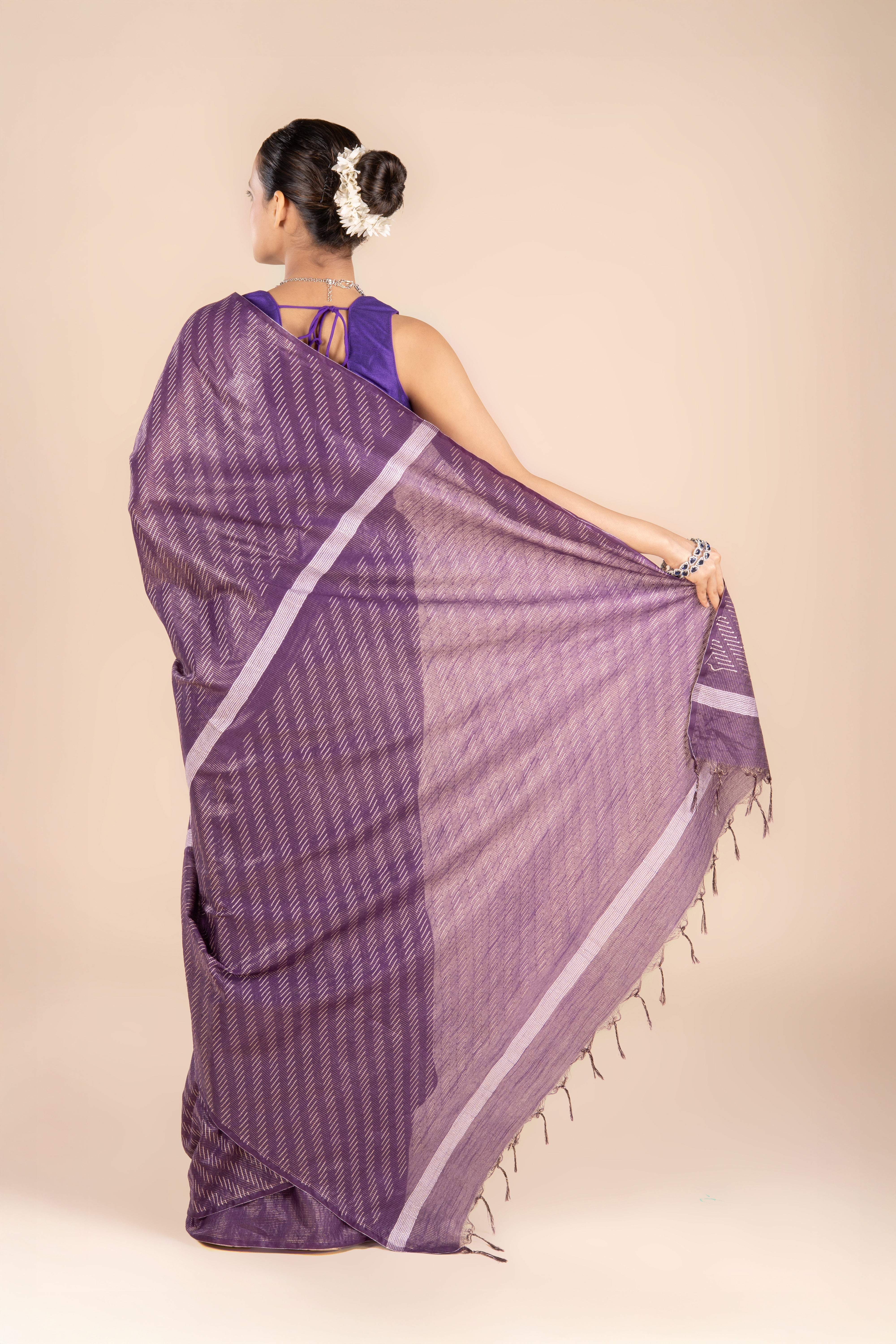 Purple Tussar Silk Saree