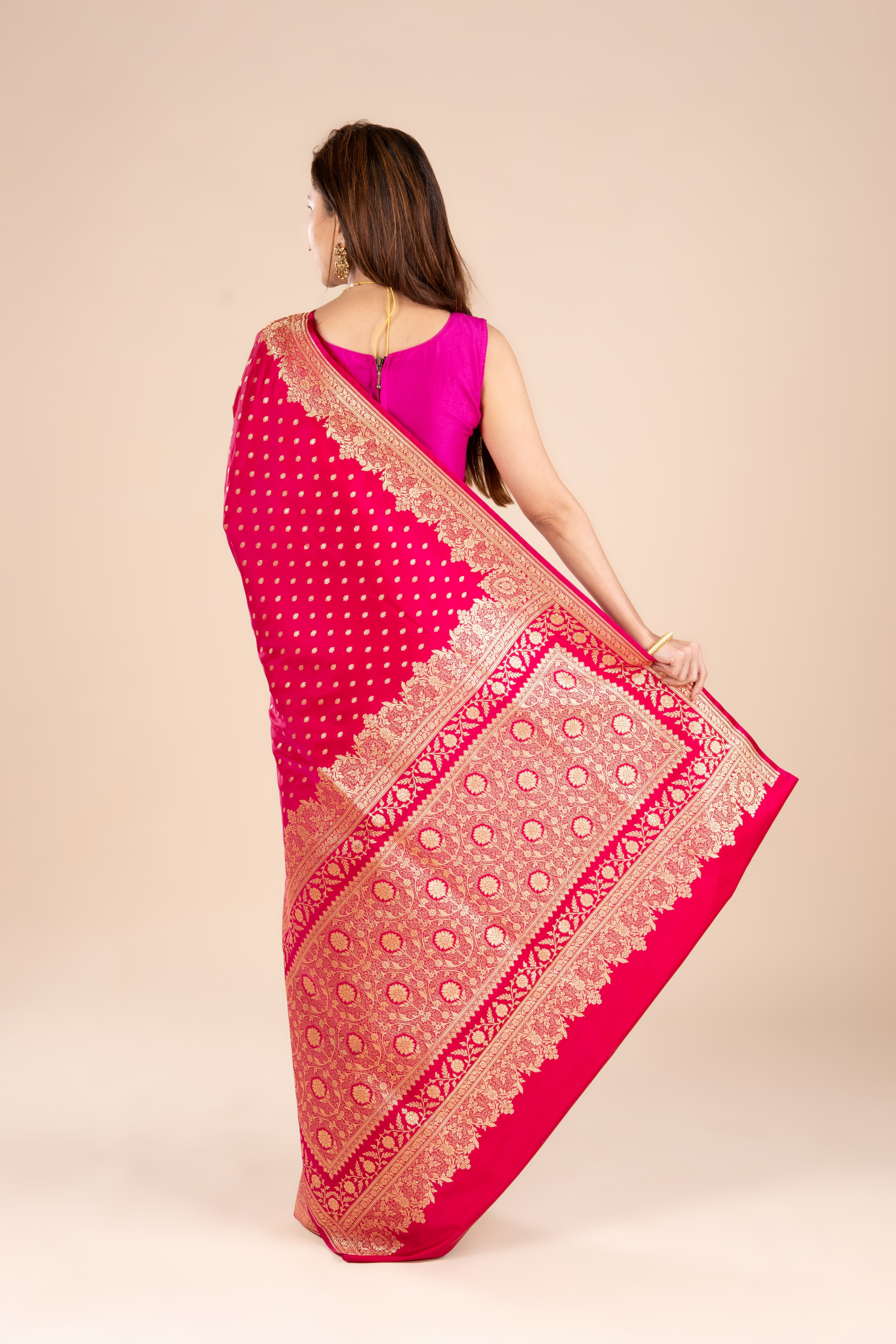Rani Pink Soft Silk Banarasi Saree