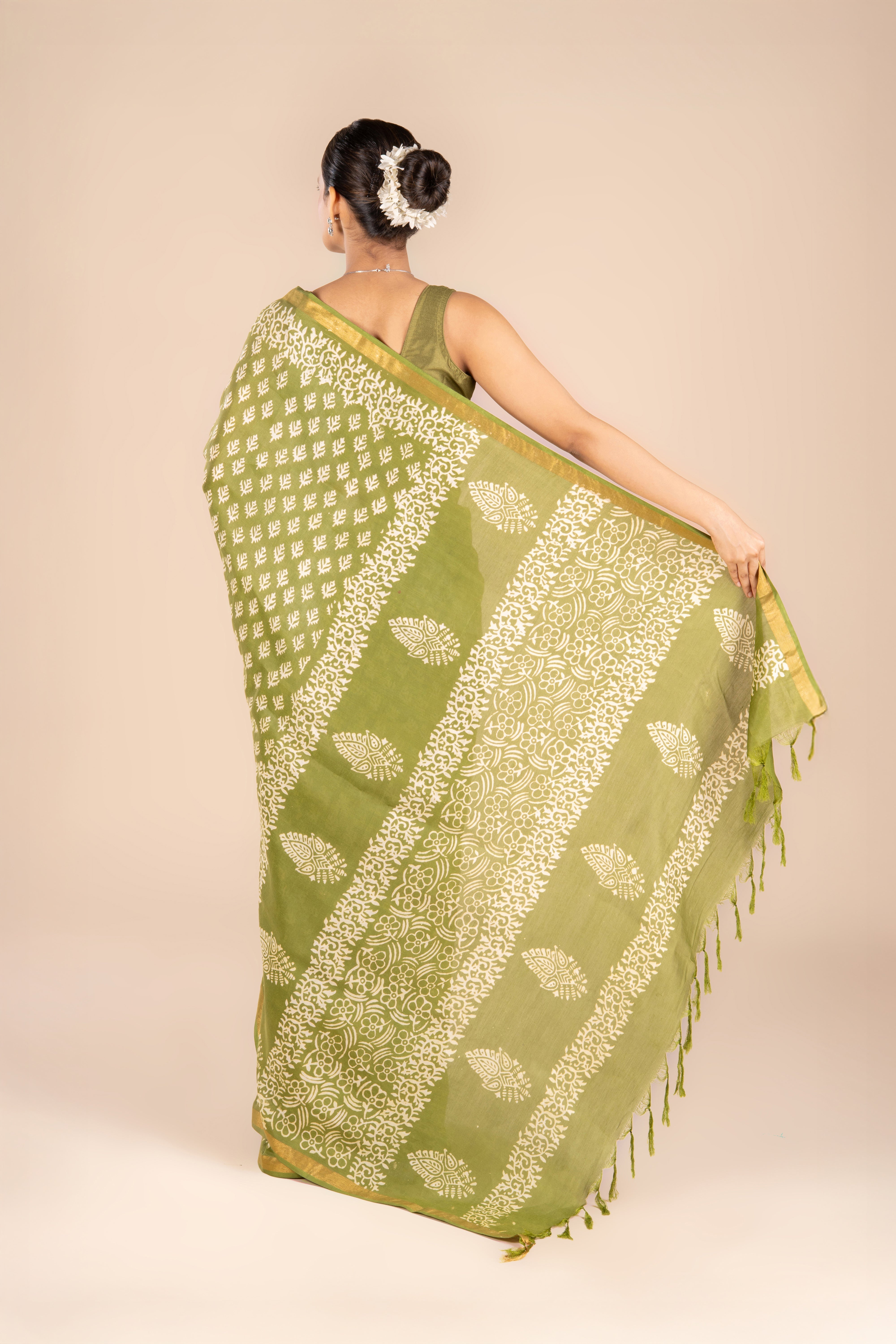 Green Dupion Silk Saree