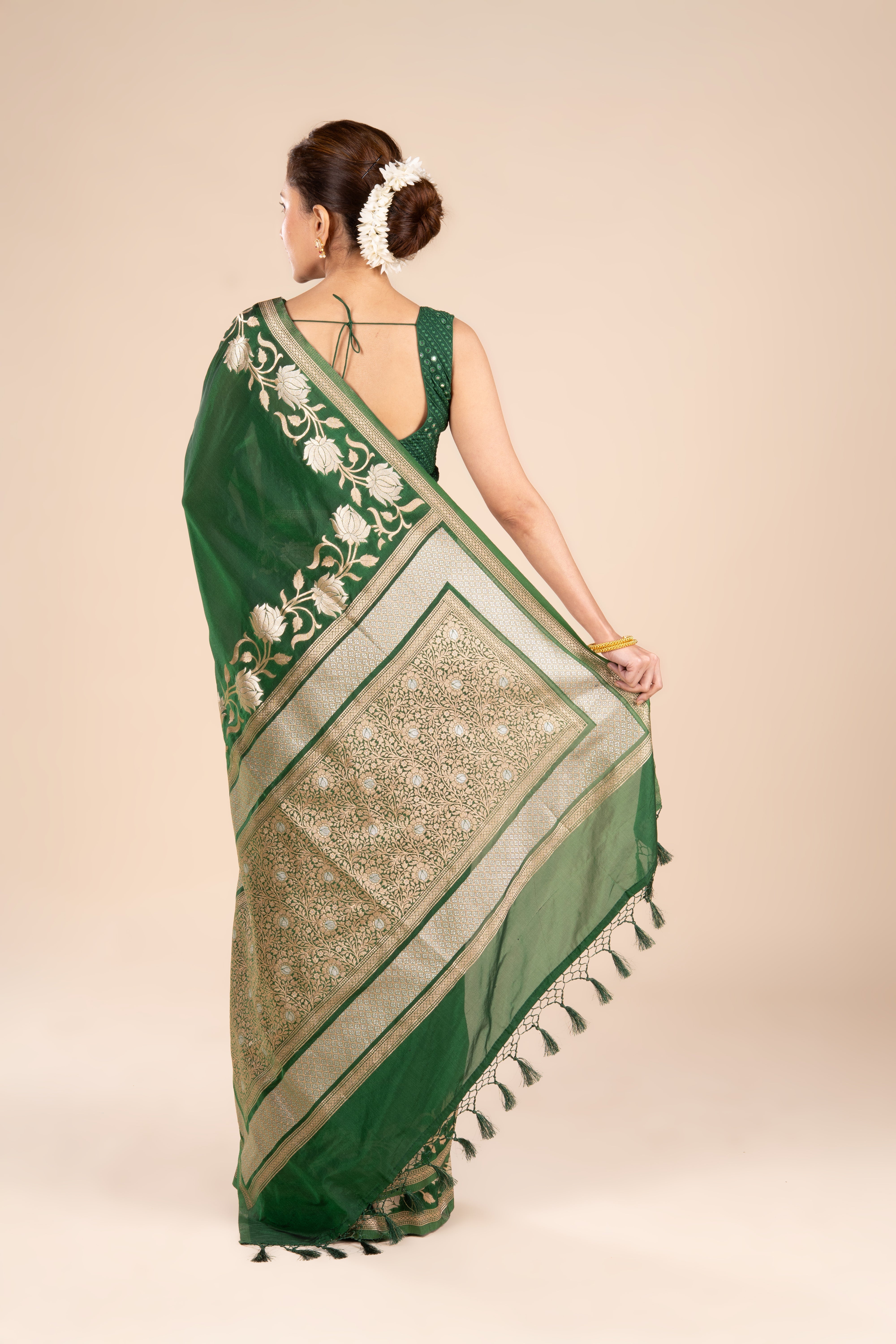 Green Katan Silk Banarasi Saree
