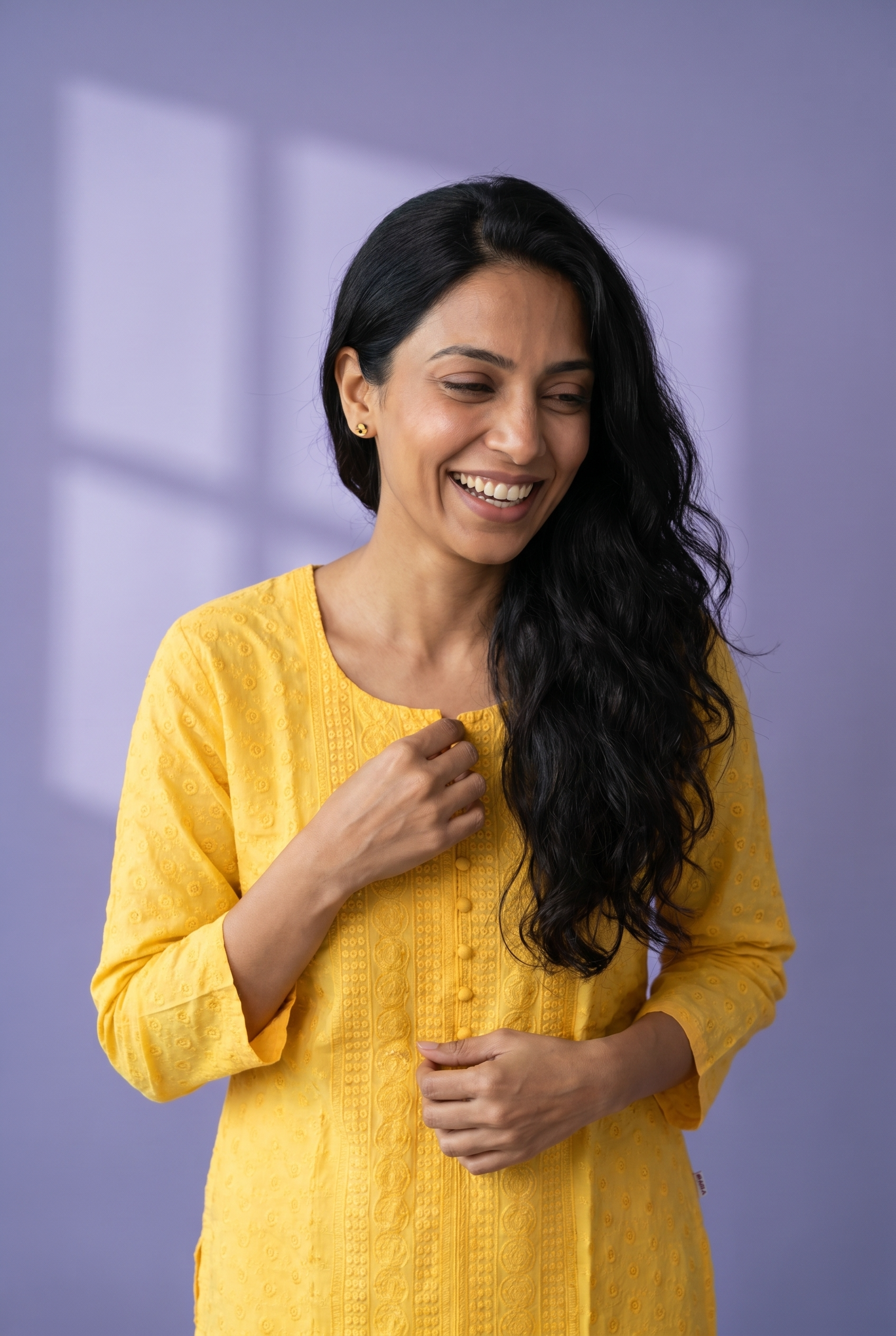 Sunny Yelow Cotton Chikankari Kurti