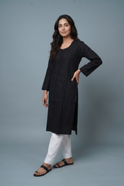 Black Cotton Chikankari Kurti