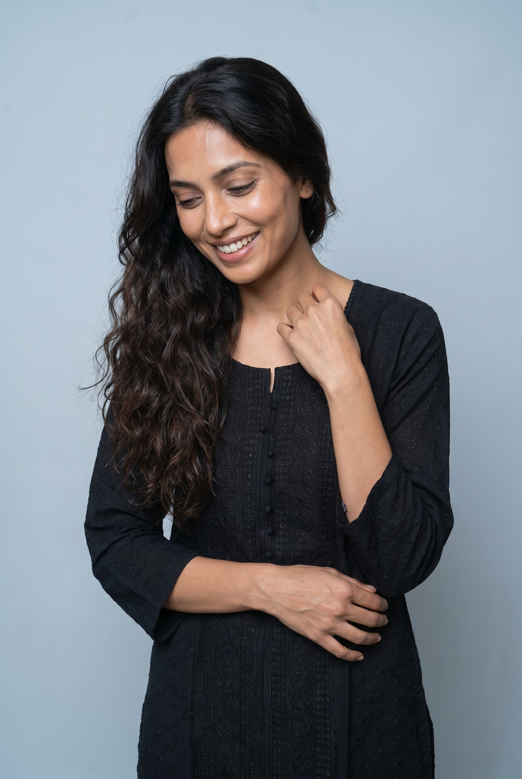 Black Cotton Chikankari Kurti
