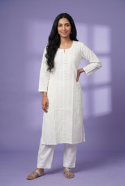 White Cotton Chikankari Kurti
