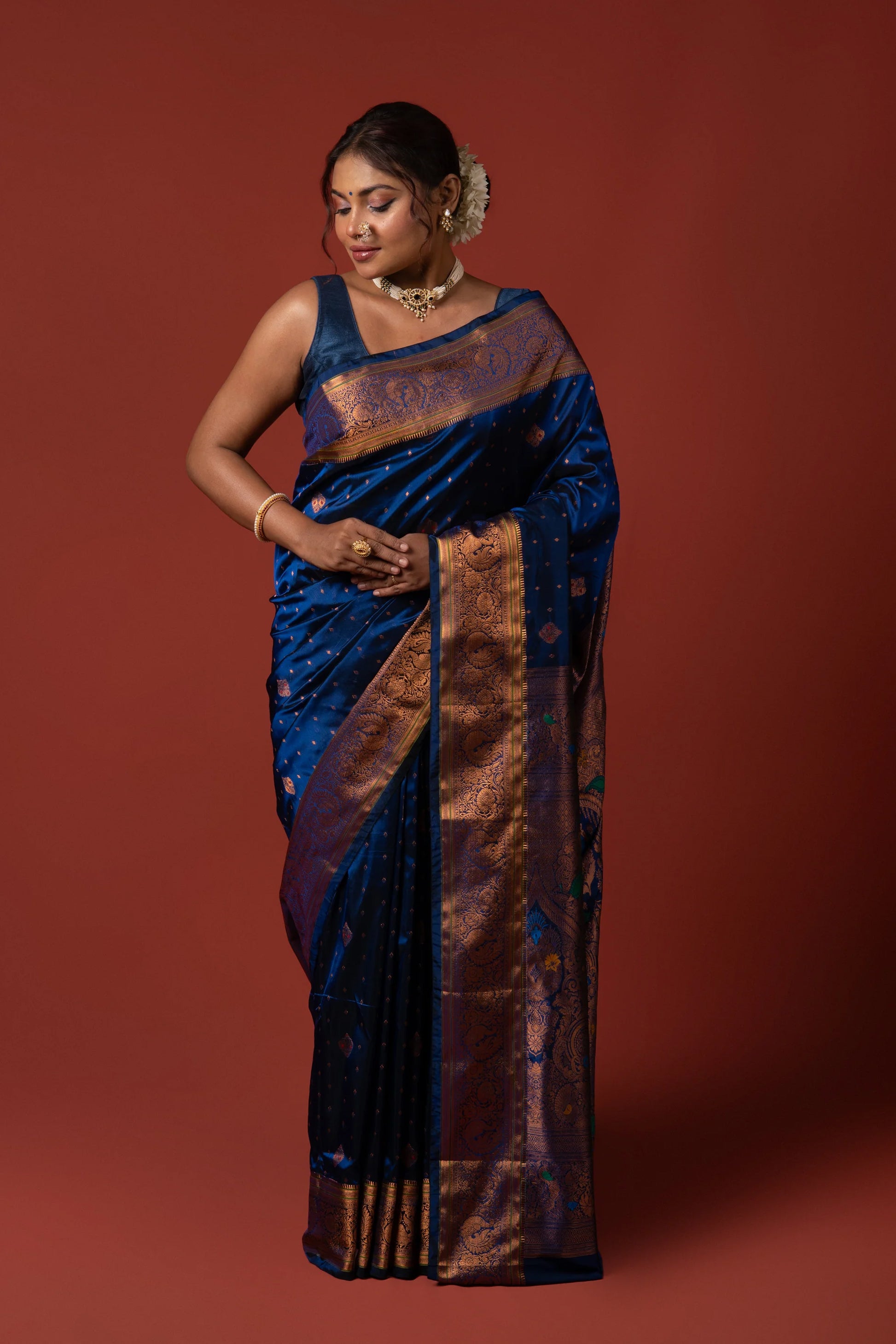 Royal Blue Apurva Silk Paithani Saree