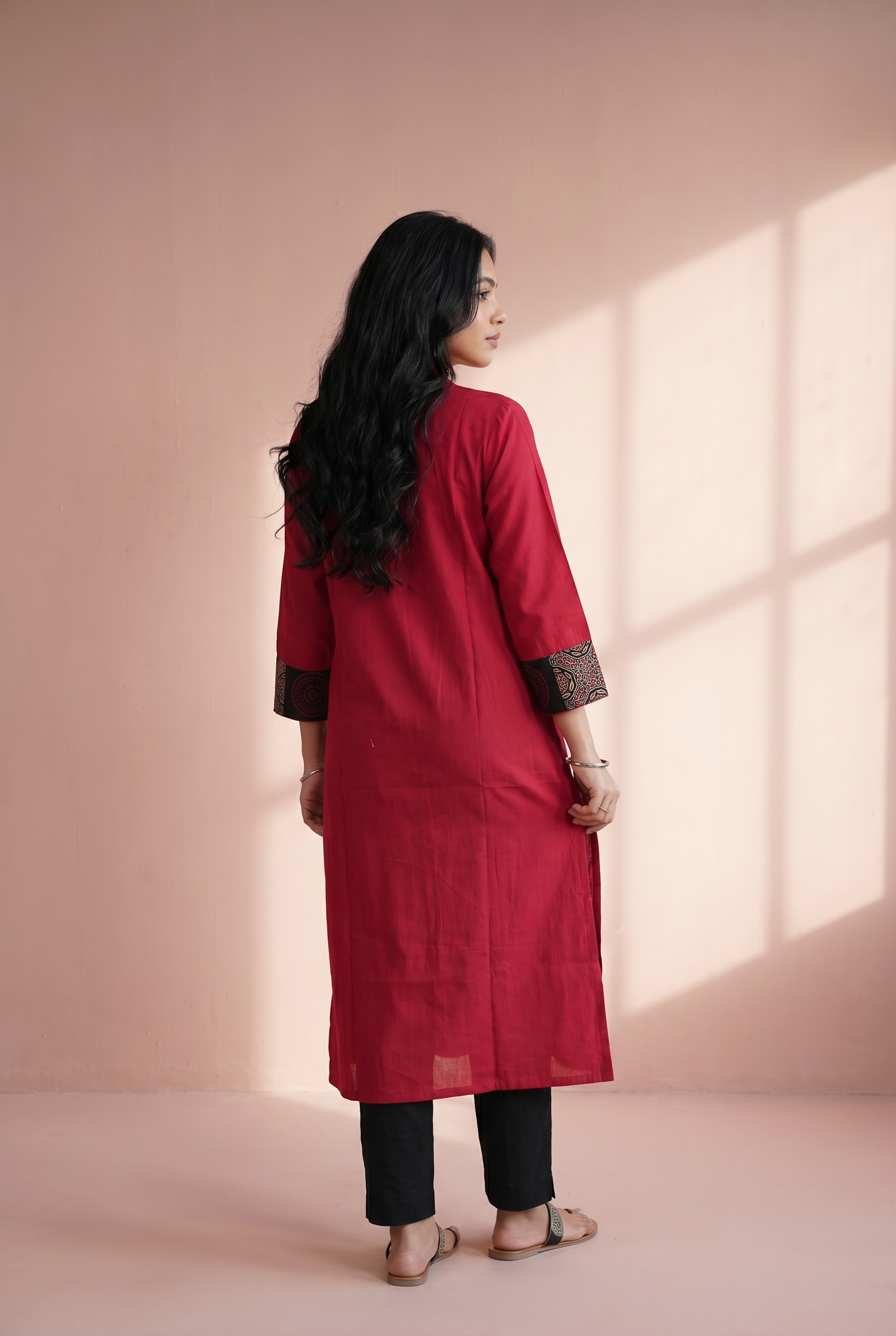 Red Ajrak Block Print Kurti