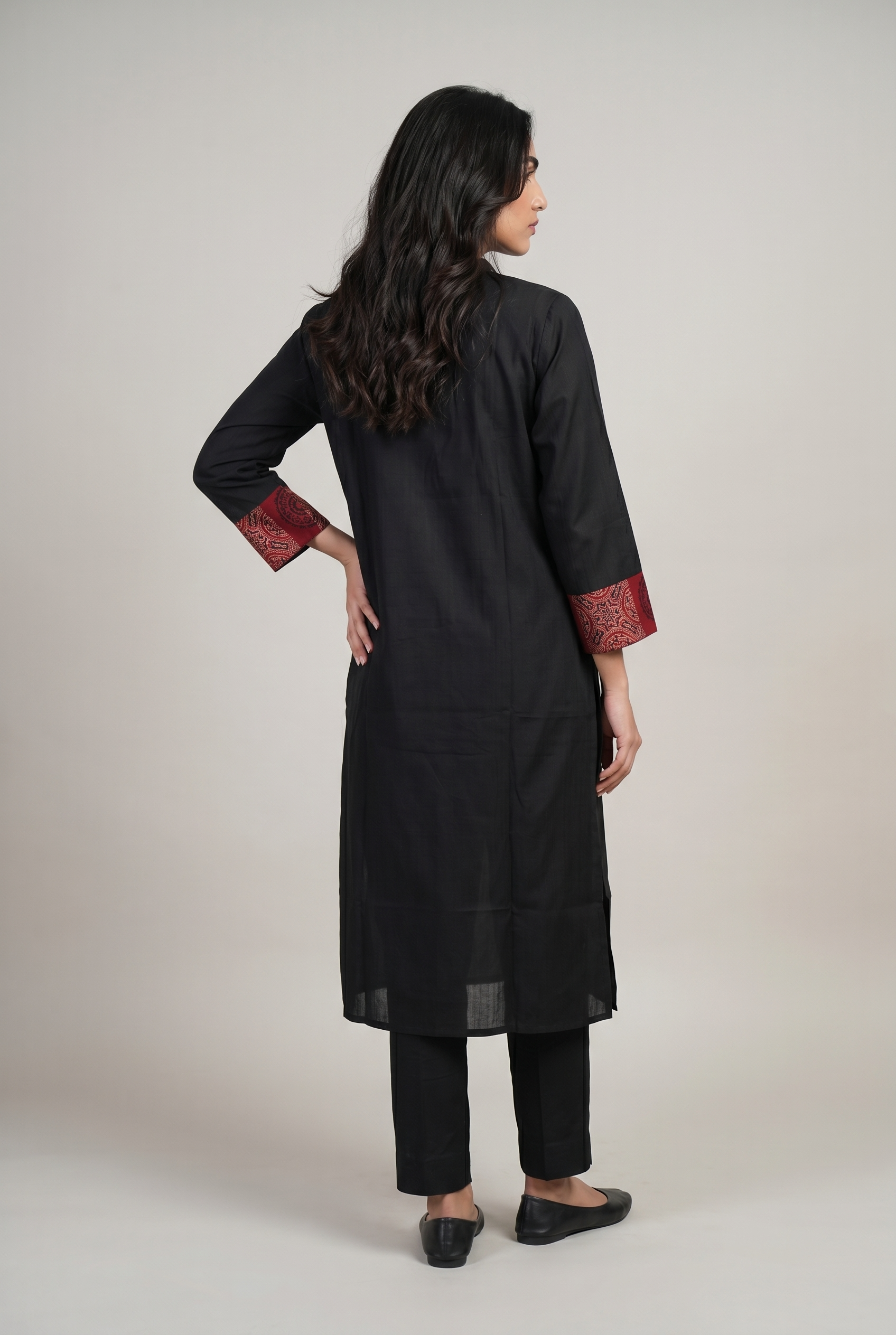 Black Ajrak Block Print Kurti